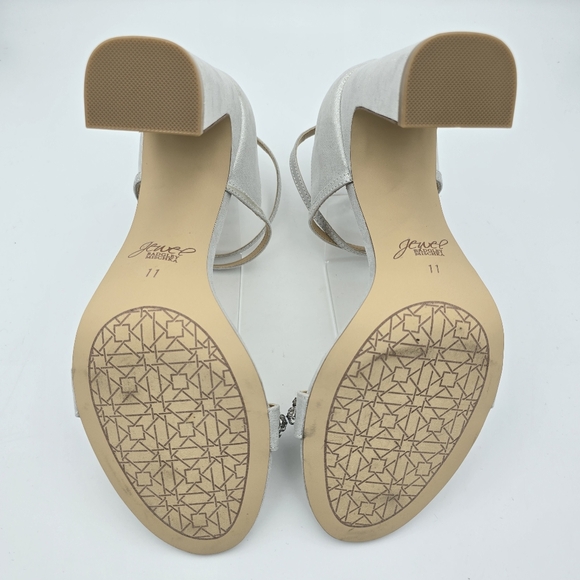 Jewel Badgley Mischka Penny Crystal Embellished Block Heels, Silver, Size 11 - Picture 12 of 16